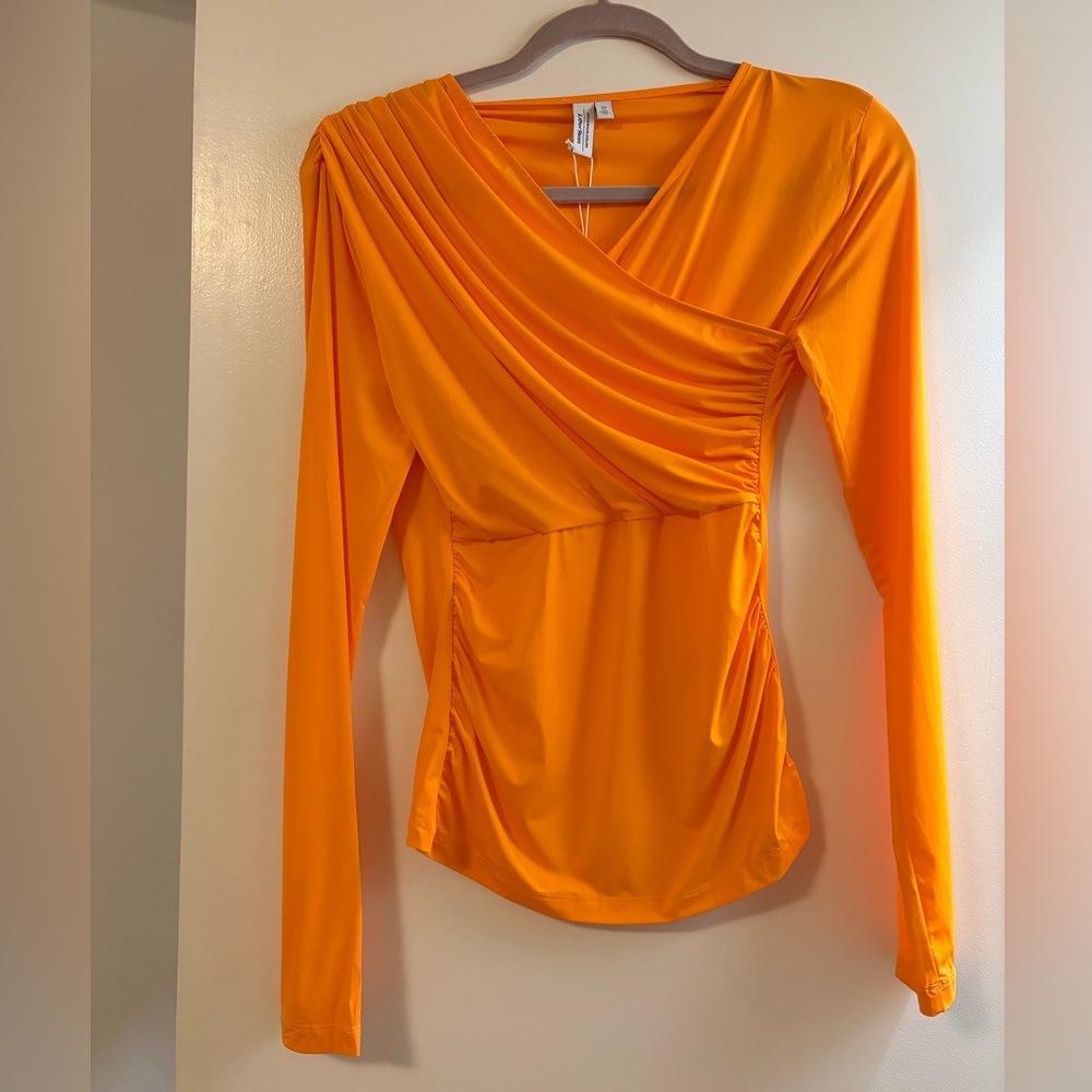 & Other Stories Vibrant Orange Draped Blouse